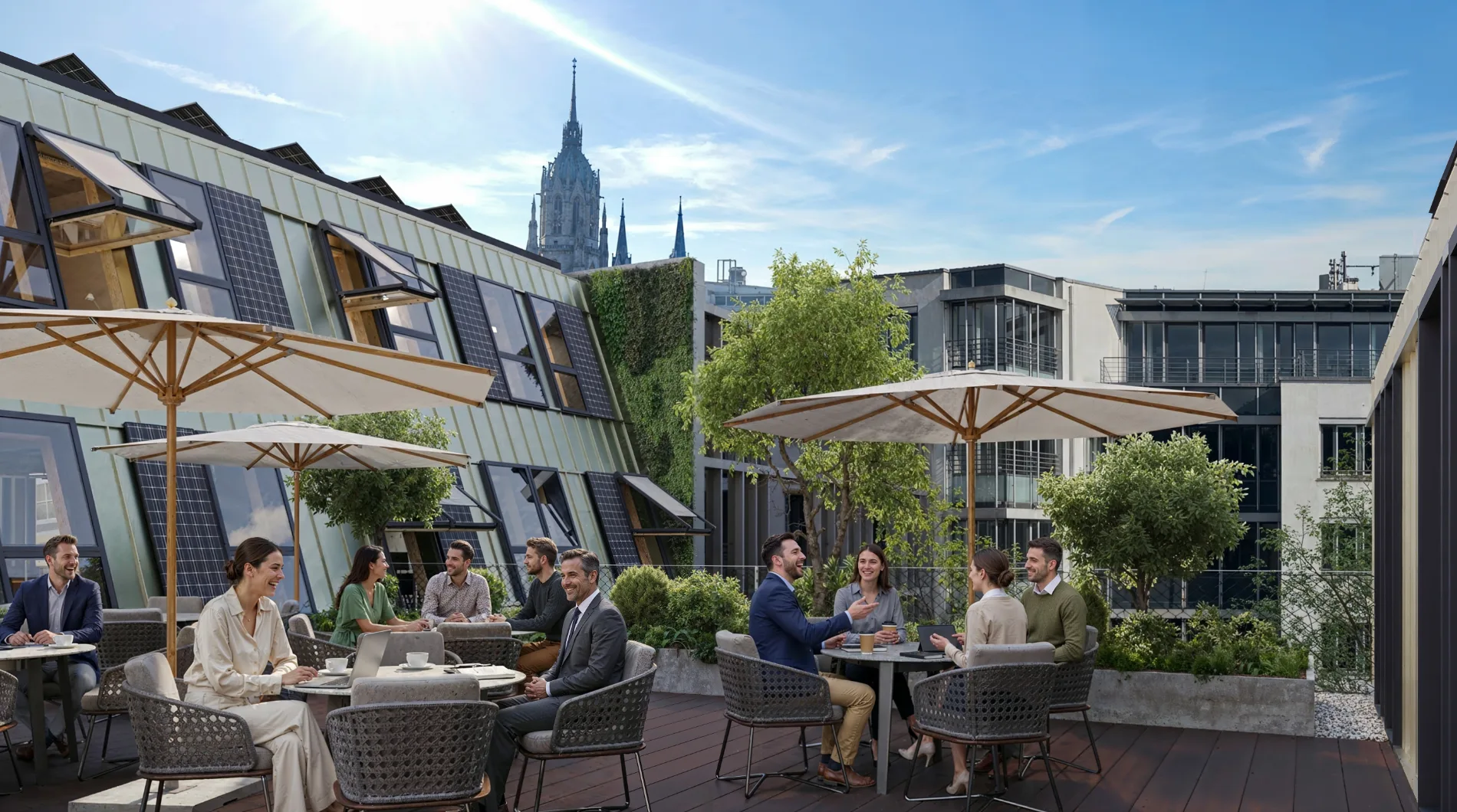 Dachterrasse mit Blick zur Paulskirche