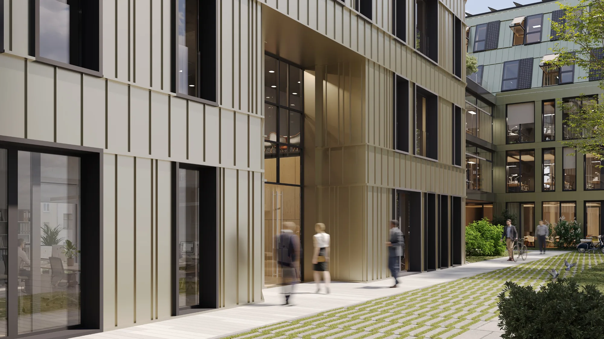 ALTERA Urban Office – Eingang und begrünter Innenhof, Schwanthalerstraße 73